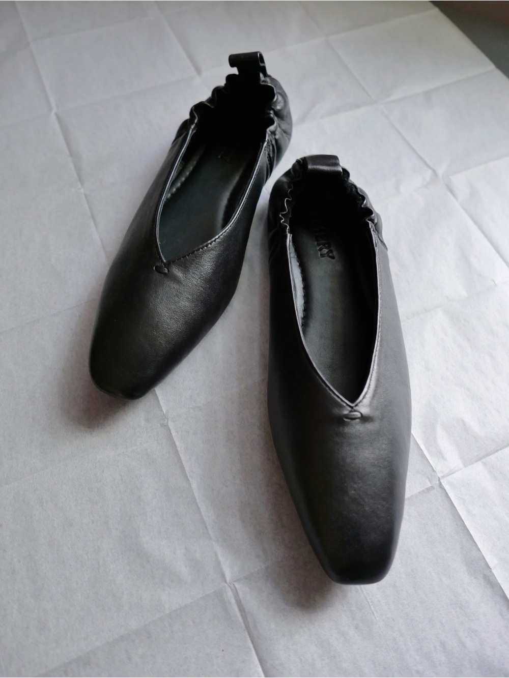 A.Emery Brie Flat Black Leather Ballet Flats Square Toe Size 38